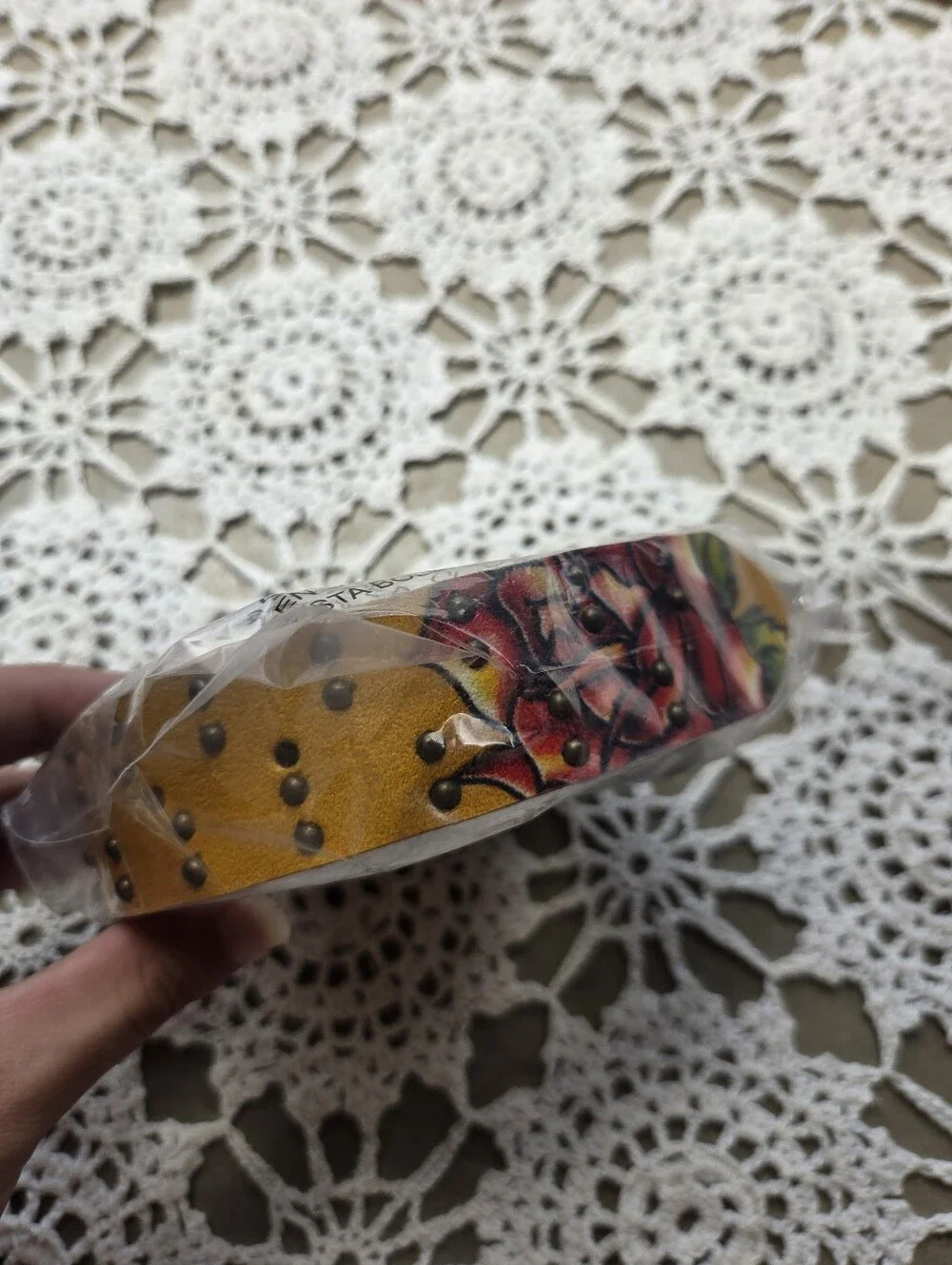 Vintage 2010 Ed Hardy EH3131K Open Mouth Tiger Leather Belt | Y2K Tattoo Graphic